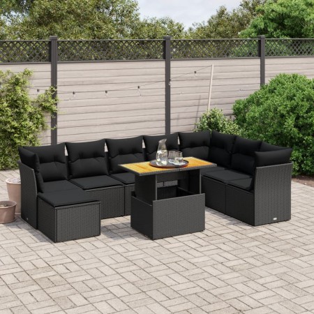 Set de sofás de jardín 8 piezas y cojines ratán sintético negro de , Conjuntos de jardín - Ref: Foro24-3275512, Precio: 594,4...