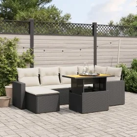 7-piece garden dining set and black synthetic rattan cushions by , Garden sets - Ref: Foro24-3275590, Price: 451,80 €, Discou...