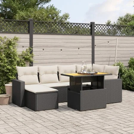 7-piece garden dining set and black synthetic rattan cushions by , Garden sets - Ref: Foro24-3275590, Price: 451,80 €, Discou...