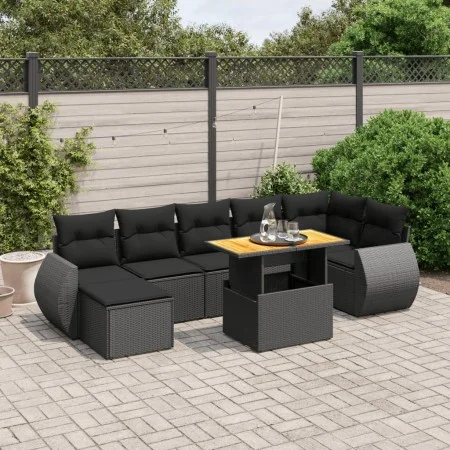 8-piece garden sofa set and black synthetic rattan cushions by , Garden sets - Ref: Foro24-3275820, Price: 572,05 €, Discount: %