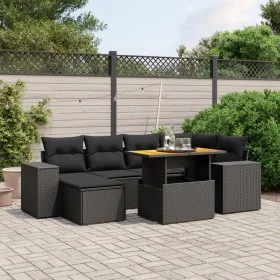 7-piece garden dining set and black synthetic rattan cushions by , Garden sets - Ref: Foro24-3275925, Price: 528,49 €, Discou...