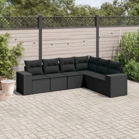 6-teiliges Gartensofa-Set und schwarze synthetische Rattankissen von , Gartensets - Ref: Foro24-3254942, Preis: 424,86 €, Rab...