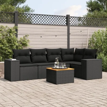 6-piece garden sofa set and black synthetic rattan cushions by , Garden sets - Ref: Foro24-3257763, Price: 402,97 €, Discount: %