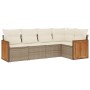 Gartensofa-Set mit Kissen, 5-teilig, beiges synthetisches Rattan von , Gartensets - Ref: Foro24-3227626, Preis: 332,16 €, Rab...