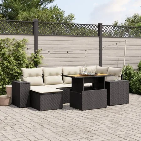7-piece garden dining set and black synthetic rattan cushions by , Garden sets - Ref: Foro24-3272736, Price: 473,29 €, Discou...