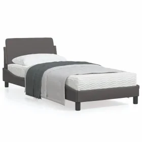Bed frame with headboard gray synthetic leather 90x190 cm by , Beds and slatted bases - Ref: Foro24-373101, Price: 119,06 €, ...