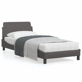 Estructura de cama con cabecero cuero sintético gris 90x190 cm de , Camas y somieres - Ref: Foro24-373101, Precio: 114,85 €, ...