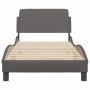 Bed frame with headboard gray synthetic leather 90x190 cm by , Beds and slatted bases - Ref: Foro24-373101, Price: 114,85 €, ...