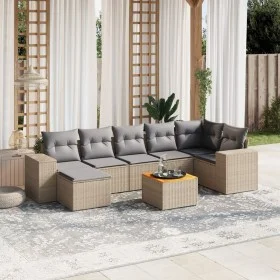 Gartensofa-Set mit beigen Kissen 8 Stück PE-Rattan von , Gartensets - Ref: Foro24-3257886, Preis: 528,19 €, Rabatt: %