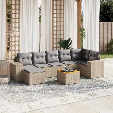 Garden sofa set with beige cushions 8 pcs PE rattan by , Garden sets - Ref: Foro24-3257886, Price: 528,19 €, Discount: %