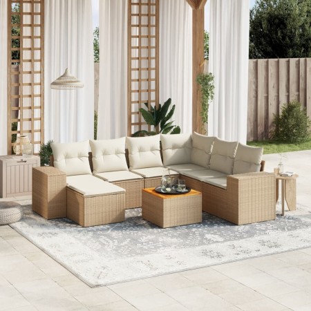Gartensofa-Set mit beigen Kissen 8 Stück PE-Rattan von , Gartensets - Ref: Foro24-3257892, Preis: 545,07 €, Rabatt: %