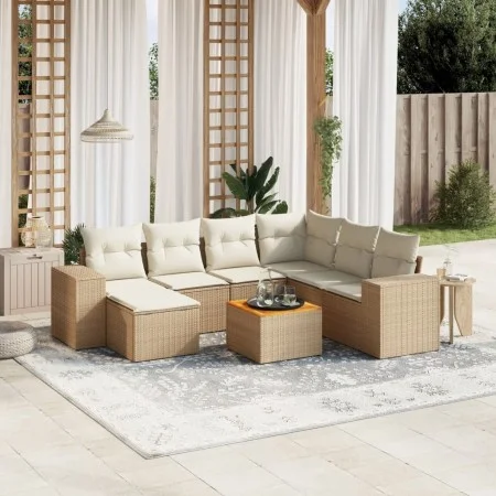 Juego de sofás de jardín con cojines beige 8 pzas ratán PE de , Conjuntos de jardín - Ref: Foro24-3257892, Precio: 575,34 €, ...