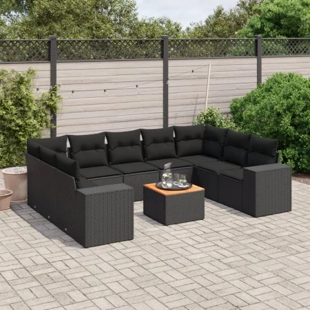 Garden sofa set 10 pieces with black synthetic rattan cushions by , Garden sets - Ref: Foro24-3257917, Price: 651,05 €, Disco...
