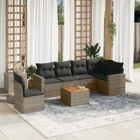 7-piece garden sofa set with gray PE rattan cushions by , Garden sets - Ref: Foro24-3256480, Price: 432,60 €, Discount: %