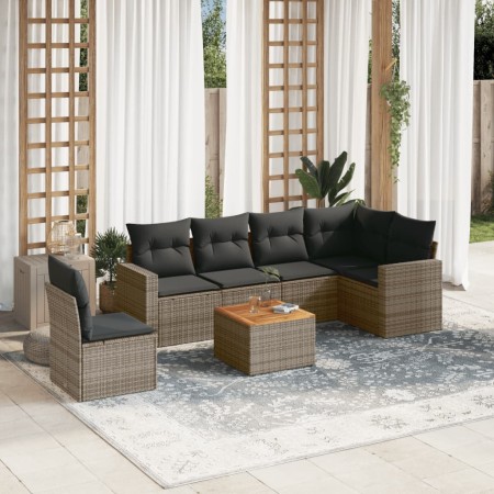 Set de sofás de jardín 7 piezas con cojines ratán PE gris de , Conjuntos de jardín - Ref: Foro24-3256480, Precio: 438,90 €, D...