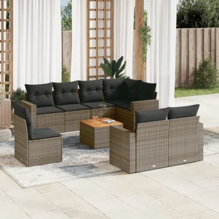 9-teiliges Gartenmöbel-Set und graue synthetische Rattankissen von , Gartensets - Ref: Foro24-3256494, Preis: 531,40 €, Rabat...