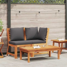 Muebles de jardín 3 pzas madera de acacia y cojines gris oscuro