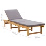 Tumbona plegable con cojín madera maciza de acacia de vidaXL, Tumbonas - Ref: Foro24-46491, Precio: 253,20 €, Descuento: %