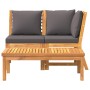 Muebles de jardín 3 pzas madera de acacia y cojines gris oscuro