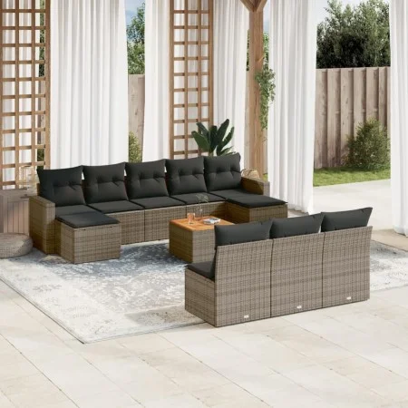 11-piece garden sofa set and gray synthetic rattan cushions by , Garden sets - Ref: Foro24-3256662, Price: 606,95 €, Discount: %