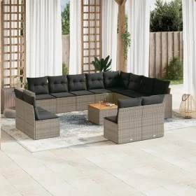 Gartensofa-Set mit Kissen, 13-teilig, graues synthetisches Rattan von , Gartensets - Ref: Foro24-3256704, Preis: 794,28 €, Ra...