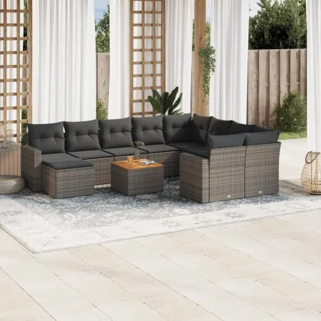 11-piece garden sofa set and gray synthetic rattan cushions by , Garden sets - Ref: Foro24-3256746, Price: 652,75 €, Discount: %