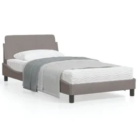 Bed frame with headboard in taupe gray fabric 100x200 cm by , Beds and slatted bases - Ref: Foro24-373129, Price: 114,22 €, D...