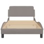 Bed frame with headboard in taupe gray fabric 100x200 cm by , Beds and slatted bases - Ref: Foro24-373129, Price: 115,65 €, D...