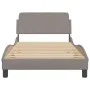 Bed frame with headboard in taupe gray fabric 100x200 cm by , Beds and slatted bases - Ref: Foro24-373129, Price: 114,22 €, D...