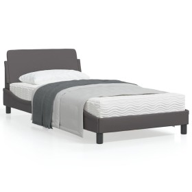 Estructura de cama con cabecero cuero sintético gris 100x200 cm de , Camas y somieres - Ref: Foro24-373141, Precio: 98,76 €, ...