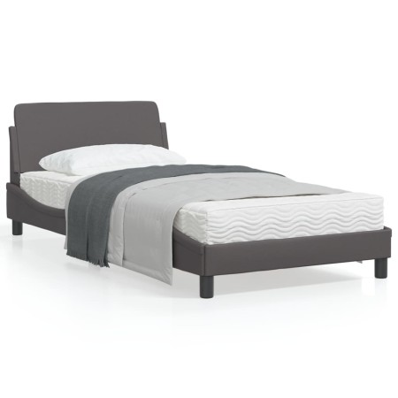 Estructura de cama con cabecero cuero sintético gris 100x200 cm de , Camas y somieres - Ref: Foro24-373141, Precio: 98,76 €, ...
