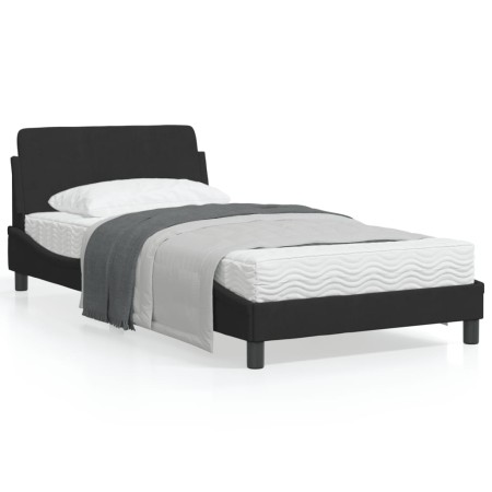 Bed frame with black velvet headboard 100x200 cm by , Beds and slatted bases - Ref: Foro24-373134, Price: 95,41 €, Discount: %