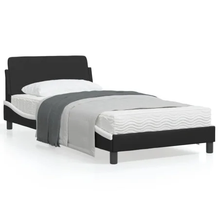 Bettgestell mit schwarz-weißem Kopfteil aus Kunstleder von , Betten und Lattenroste - Ref: Foro24-373143, Preis: 90,44 €, Rab...