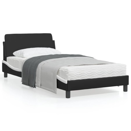Bettgestell mit schwarz-weißem Kopfteil aus Kunstleder von , Betten und Lattenroste - Ref: Foro24-373143, Preis: 91,55 €, Rab...