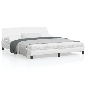 White synthetic leather headboard bed frame 180x200 cm by , Beds and slatted bases - Ref: Foro24-373239, Price: 197,27 €, Dis...
