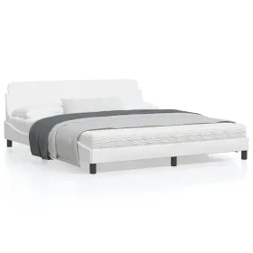 White synthetic leather headboard bed frame 180x200 cm by , Beds and slatted bases - Ref: Foro24-373239, Price: 193,50 €, Dis...