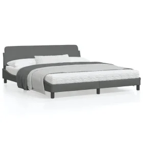 Bed frame with headboard dark gray fabric 180x200 cm by , Beds and slatted bases - Ref: Foro24-373226, Price: 202,98 €, Disco...
