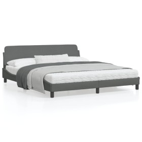 Bettgestell mit Kopfteil aus dunkelgrauem Stoff 180x200 cm von , Betten und Lattenroste - Ref: Foro24-373226, Preis: 207,27 €...
