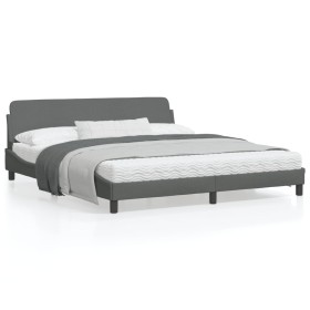 Estructura de cama con cabecero tela gris oscuro 180x200 cm
