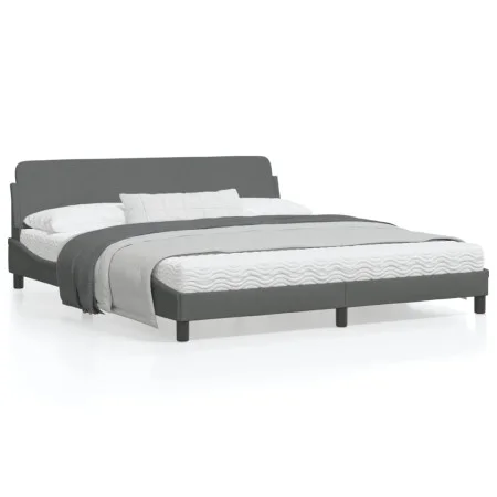 Bed frame with headboard dark gray fabric 180x200 cm by , Beds and slatted bases - Ref: Foro24-373226, Price: 202,98 €, Disco...