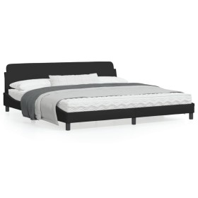 Estructura de cama con cabecero de tela negro 200x200 cm