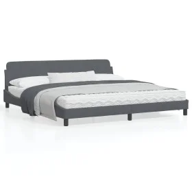 Dark gray velvet bed frame with headboard 200x200 cm by , Beds and slatted bases - Ref: Foro24-373253, Price: 173,15 €, Disco...