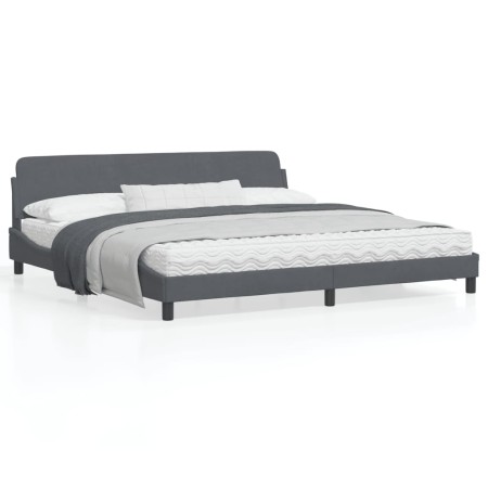 Dark gray velvet bed frame with headboard 200x200 cm by , Beds and slatted bases - Ref: Foro24-373253, Price: 176,04 €, Disco...