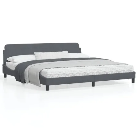 Dark gray velvet bed frame with headboard 200x200 cm by , Beds and slatted bases - Ref: Foro24-373253, Price: 173,15 €, Disco...