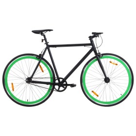 Bicicleta de piñón fijo negro y verde 700c 59 cm