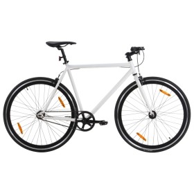 Bicicleta de piñón fijo blanco y negro 700c 55 cm