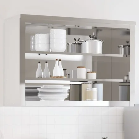 Armario de pared de cocina con estantes acero inoxidable de , Recipiente para comida - Ref: Foro24-376447, Precio: 206,76 €, ...