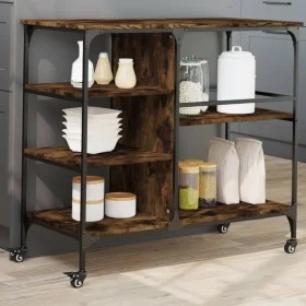 Smoked oak engineered wood kitchen cart 100x45x89.5cm by , Kitchen and dining carts - Ref: Foro24-842383, Price: 94,97 €, Dis...
