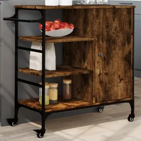Smoked oak wood kitchen cart 87.5x38.5x84.5 cm by , Kitchen and dining carts - Ref: Foro24-842388, Price: 100,55 €, Discount: %