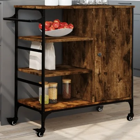 Carrito de cocina de madera roble ahumado 87,5x38,5x84,5 cm de , Carros de cocina y comedor - Ref: Foro24-842388, Precio: 100...